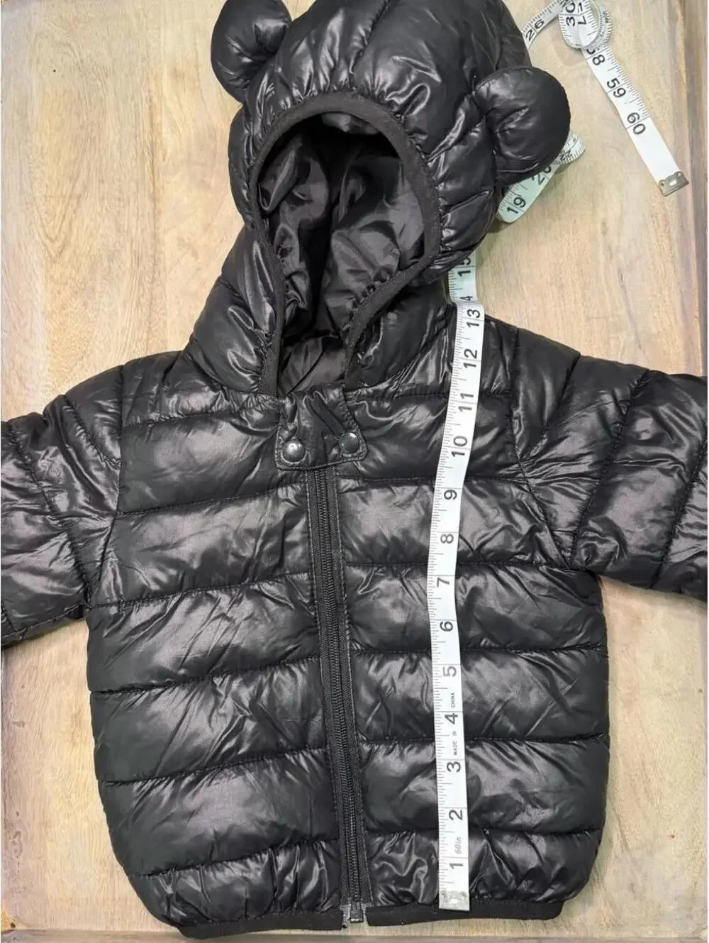 Black kids puffer jacket with bear ears